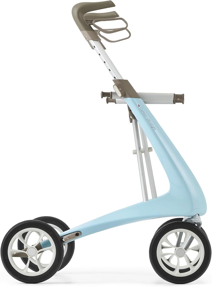 10.6 lbs Carbon Ultralight Rollator Walker for Adults, Foldable 4-Wheel Rolling Walker with Seat