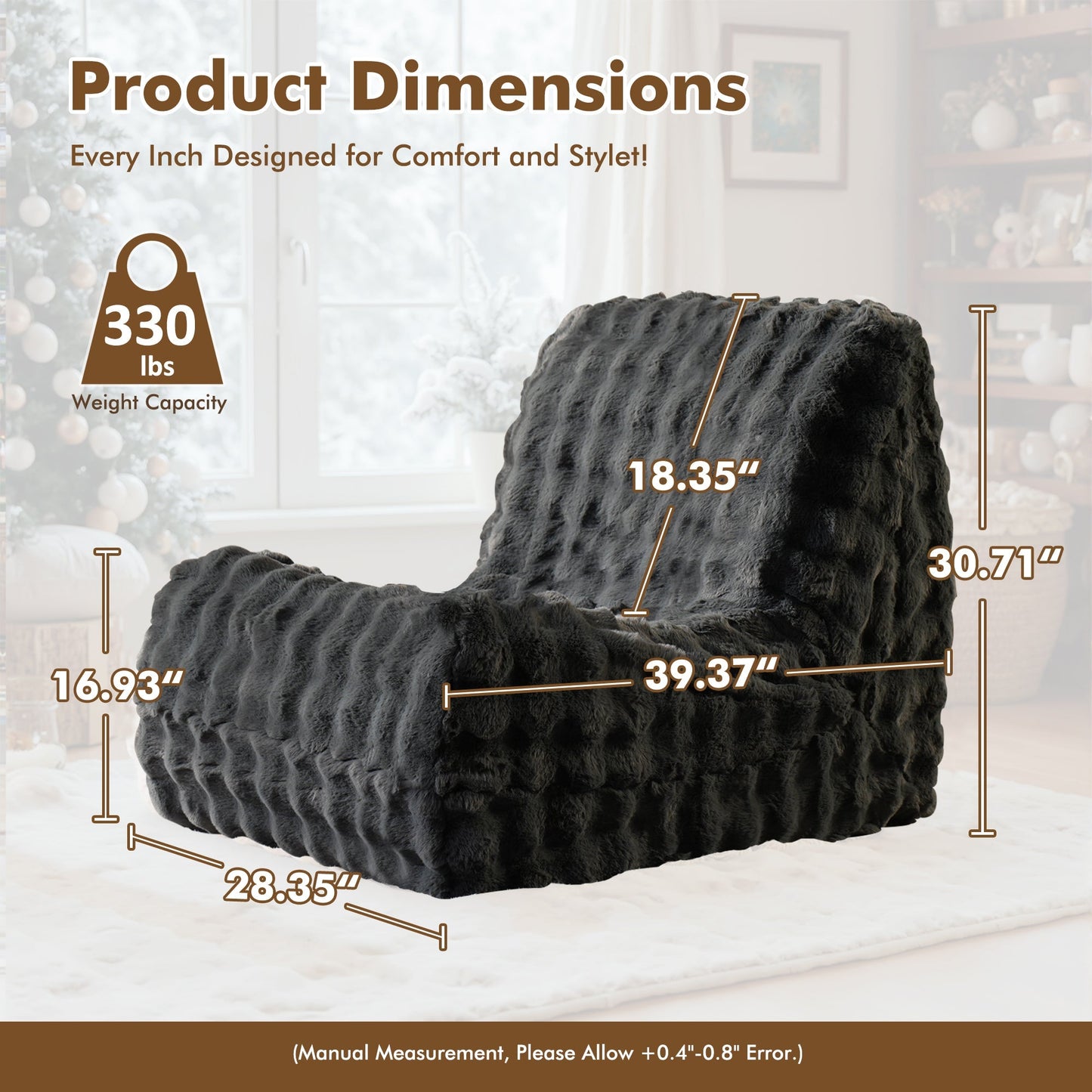 Luxurious Fluffy Faux Fur Bean Bag Couch