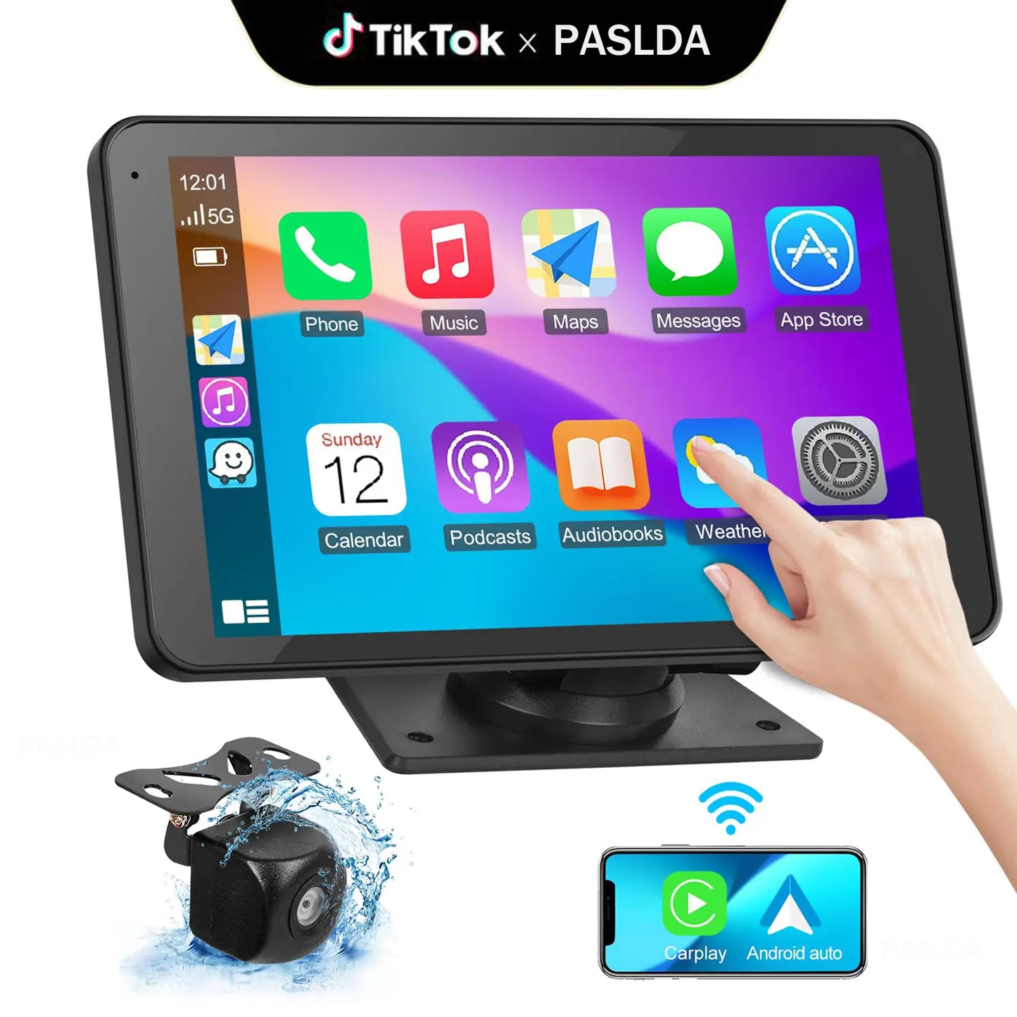 Upgraded Portable Wireless CarPlay Screen Adapter, Compatible with iPhone & Android Auto, Smooth In-Car Multimedia Entertainment System