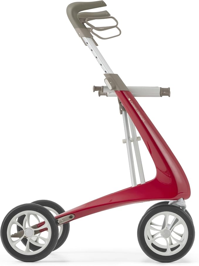 10.6 lbs Carbon Ultralight Rollator Walker for Adults, Foldable 4-Wheel Rolling Walker with Seat