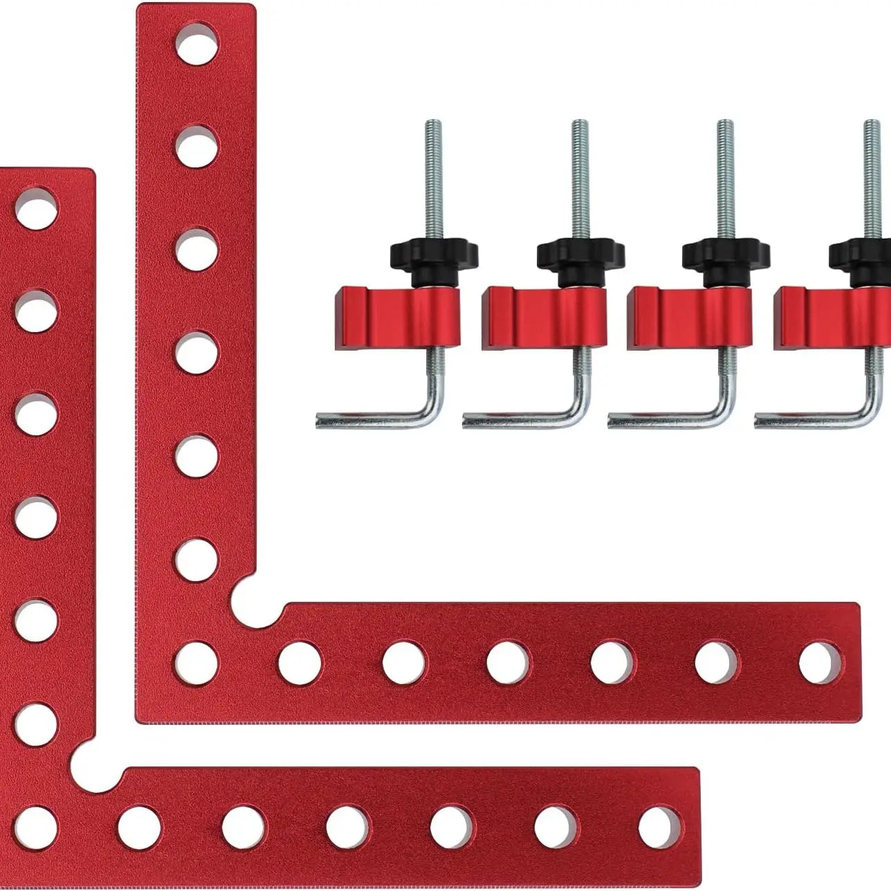 4 Pack 5.5" Aluminum Alloy 90 Degree Right Angle Corner Clamps, Woodworking Positioning Squares for Cabinets, Drawers & Picture Frames