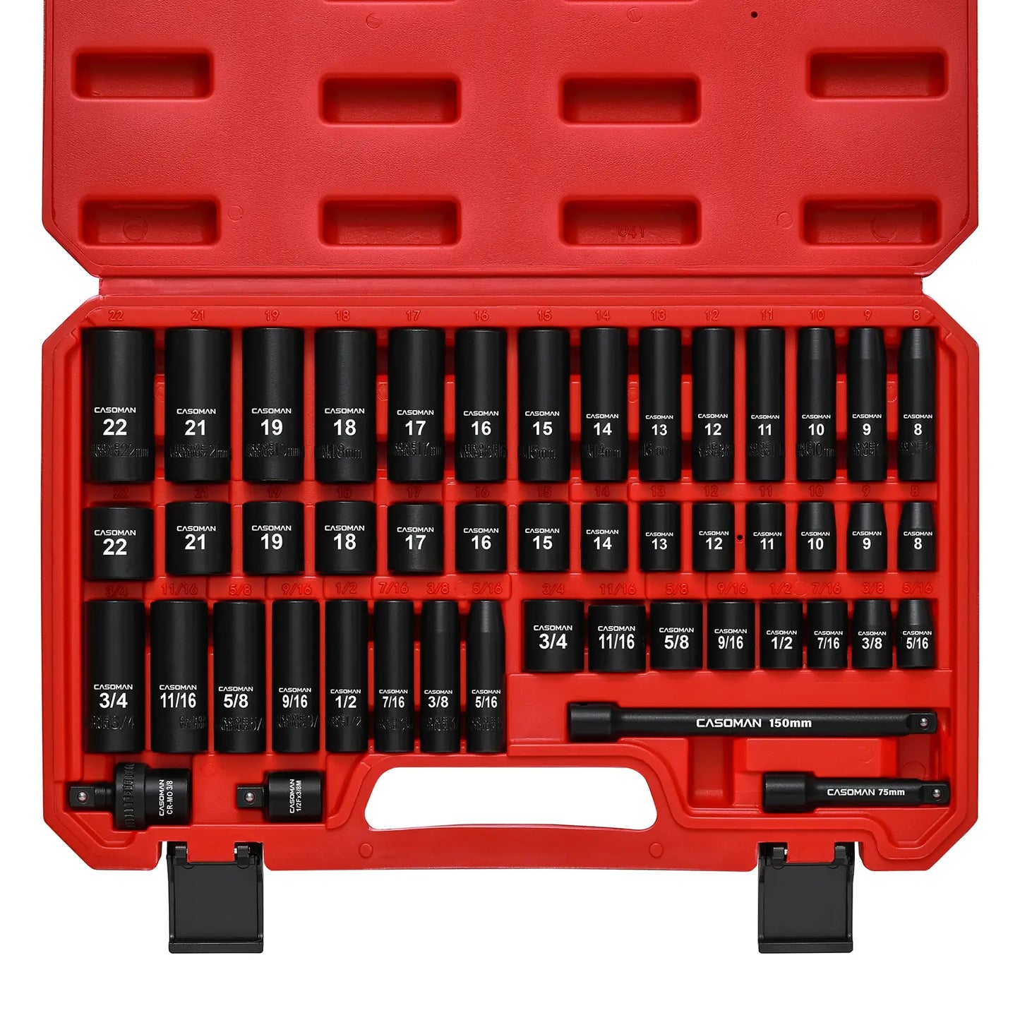 3/8 Inch Drive CR-V Impact Socket Set 49PCS, Complete Mechanic Tool Kit with Full Accessories for Auto Maintenance
