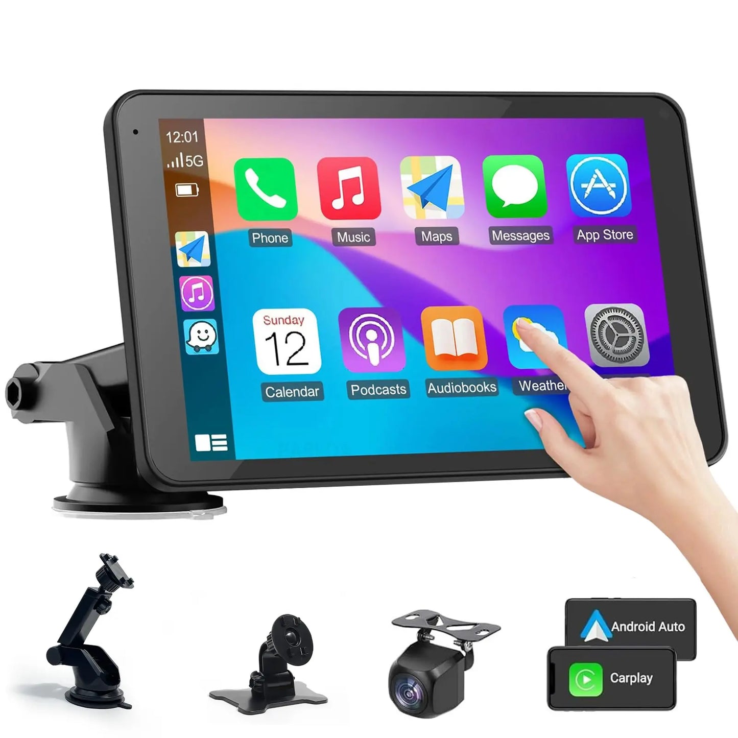 Upgraded Portable Wireless CarPlay Screen Adapter, Compatible with iPhone & Android Auto, Smooth In-Car Multimedia Entertainment System