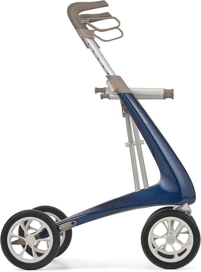 10.6 lbs Carbon Ultralight Rollator Walker for Adults, Foldable 4-Wheel Rolling Walker with Seat