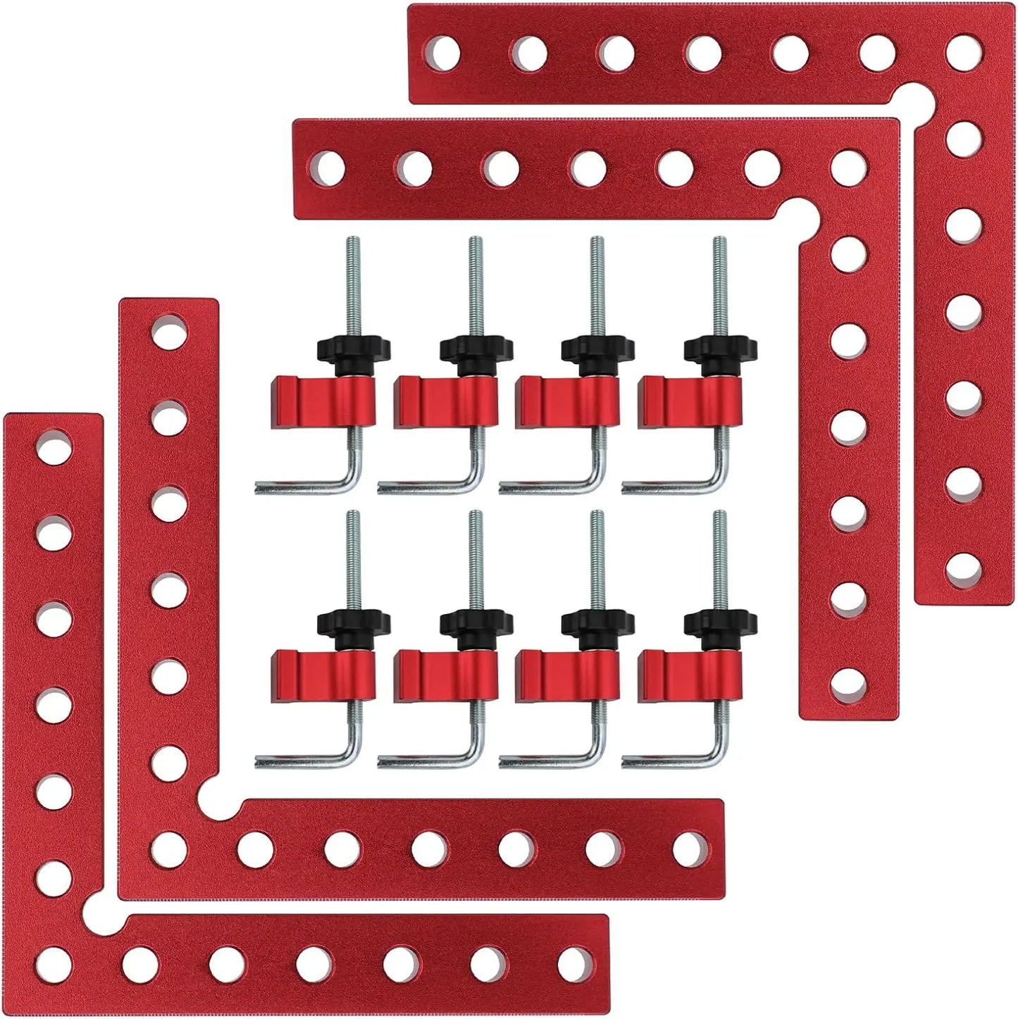4 Pack 5.5" Aluminum Alloy 90 Degree Right Angle Corner Clamps, Woodworking Positioning Squares for Cabinets, Drawers & Picture Frames