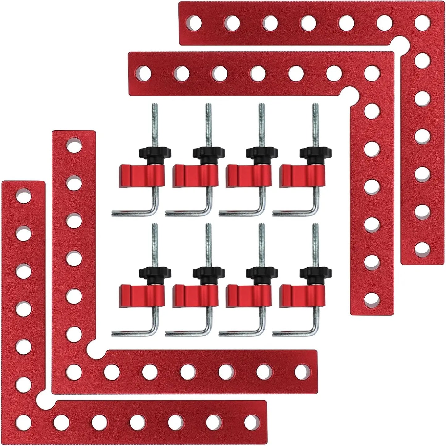 4 Pack 5.5" Aluminum Alloy 90 Degree Right Angle Corner Clamps, Woodworking Positioning Squares for Cabinets, Drawers & Picture Frames