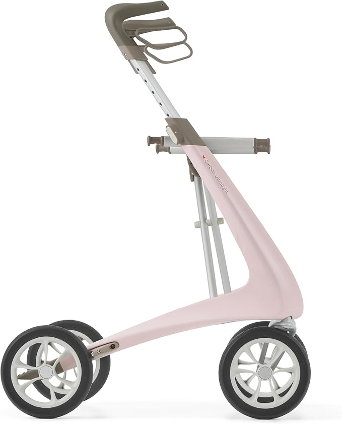 10.6 lbs Carbon Ultralight Rollator Walker for Adults, Foldable 4-Wheel Rolling Walker with Seat