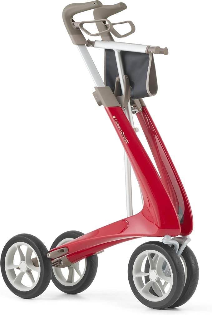 10.6 lbs Carbon Ultralight Rollator Walker for Adults, Foldable 4-Wheel Rolling Walker with Seat