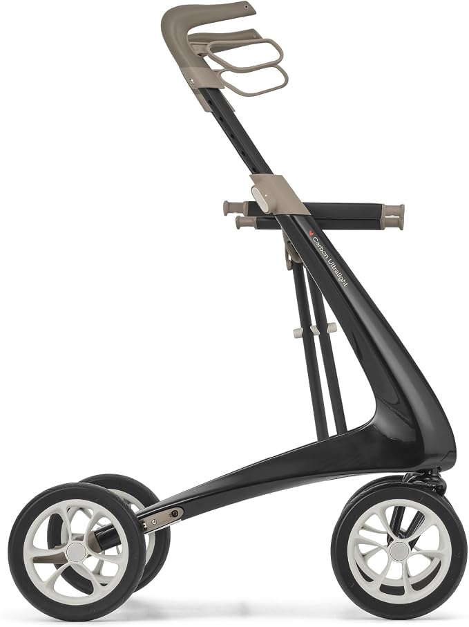 10.6 lbs Carbon Ultralight Rollator Walker for Adults, Foldable 4-Wheel Rolling Walker with Seat