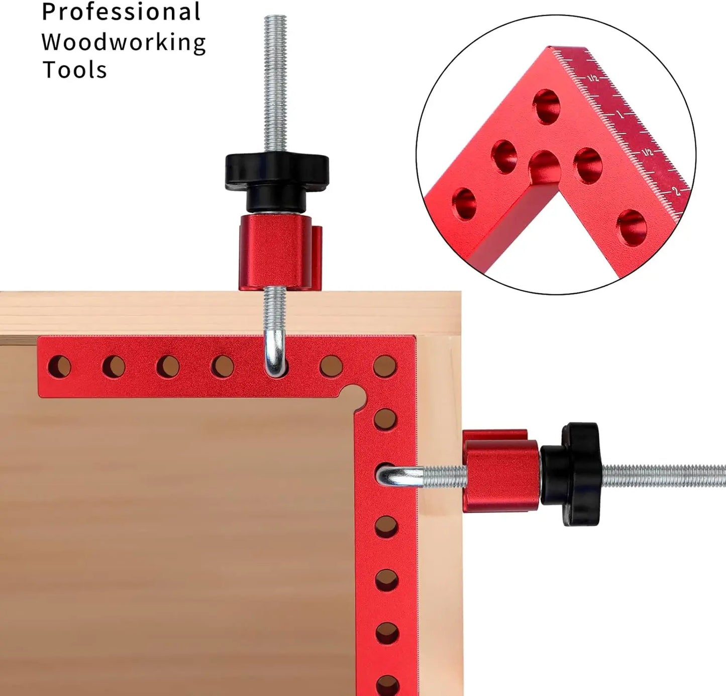 4 Pack 5.5" Aluminum Alloy 90 Degree Right Angle Corner Clamps, Woodworking Positioning Squares for Cabinets, Drawers & Picture Frames