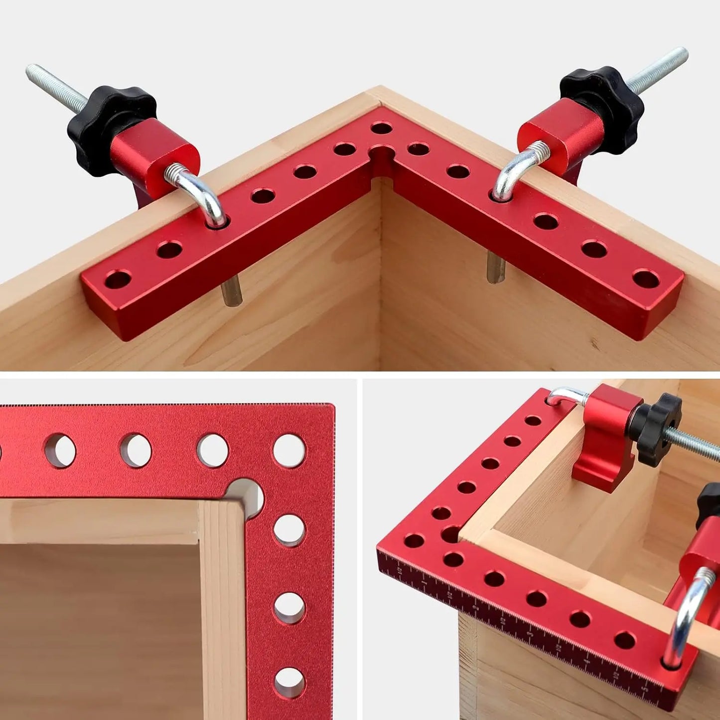 4 Pack 5.5" Aluminum Alloy 90 Degree Right Angle Corner Clamps, Woodworking Positioning Squares for Cabinets, Drawers & Picture Frames