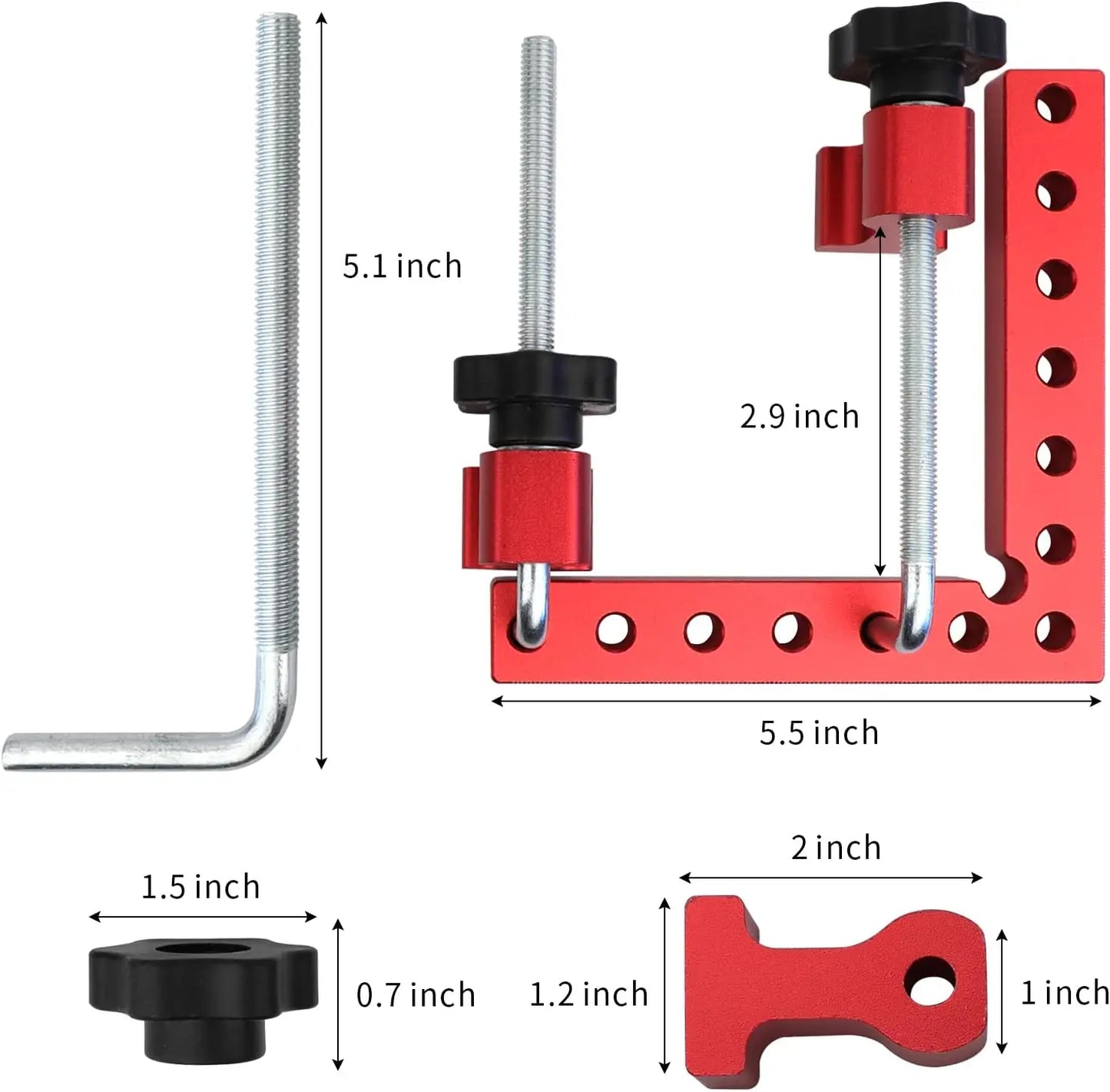 4 Pack 5.5" Aluminum Alloy 90 Degree Right Angle Corner Clamps, Woodworking Positioning Squares for Cabinets, Drawers & Picture Frames