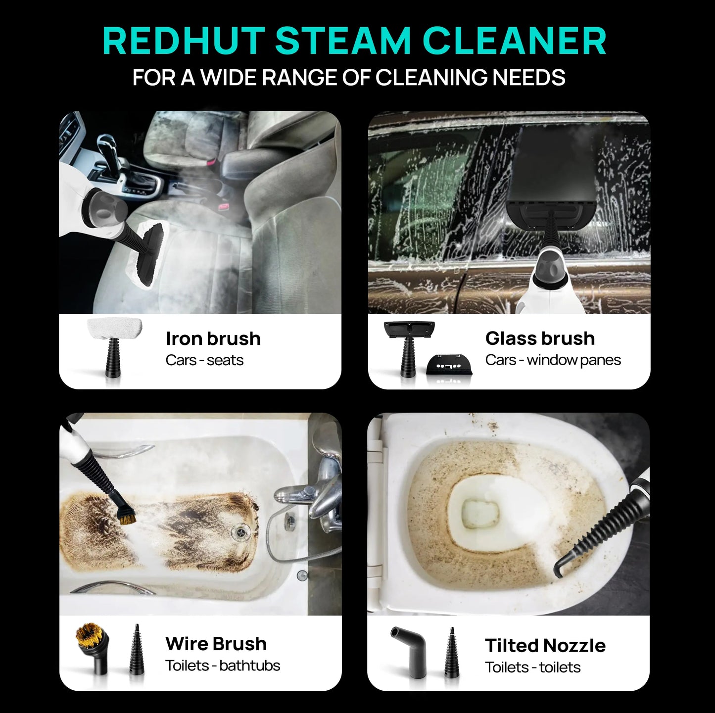 Powerful Handheld Steam Cleaner 12-Piece Set, Chemical-Free Multi-Surface Steamer for Kitchen, Appliances & Car Cleaning