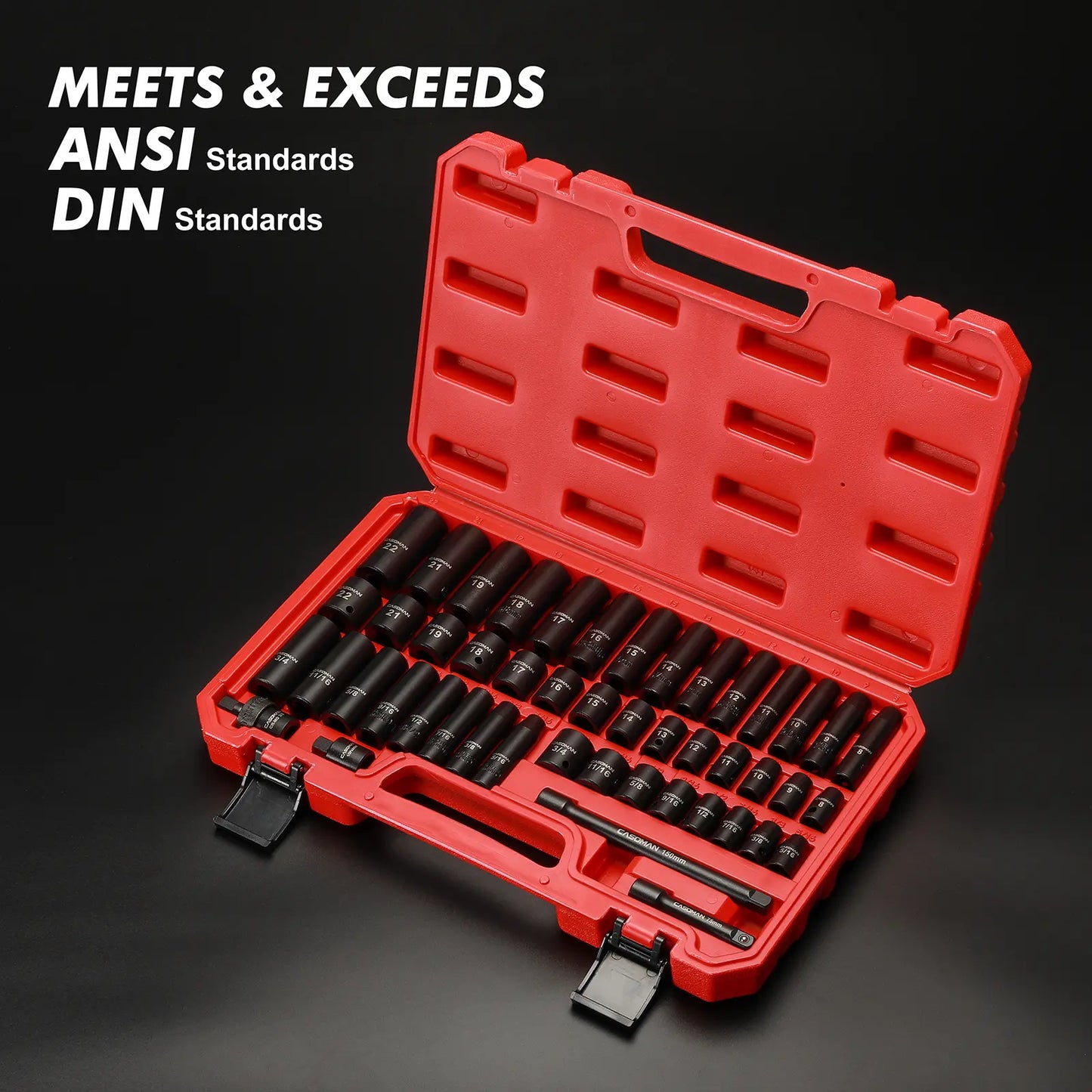 3/8 Inch Drive CR-V Impact Socket Set 49PCS, Complete Mechanic Tool Kit with Full Accessories for Auto Maintenance