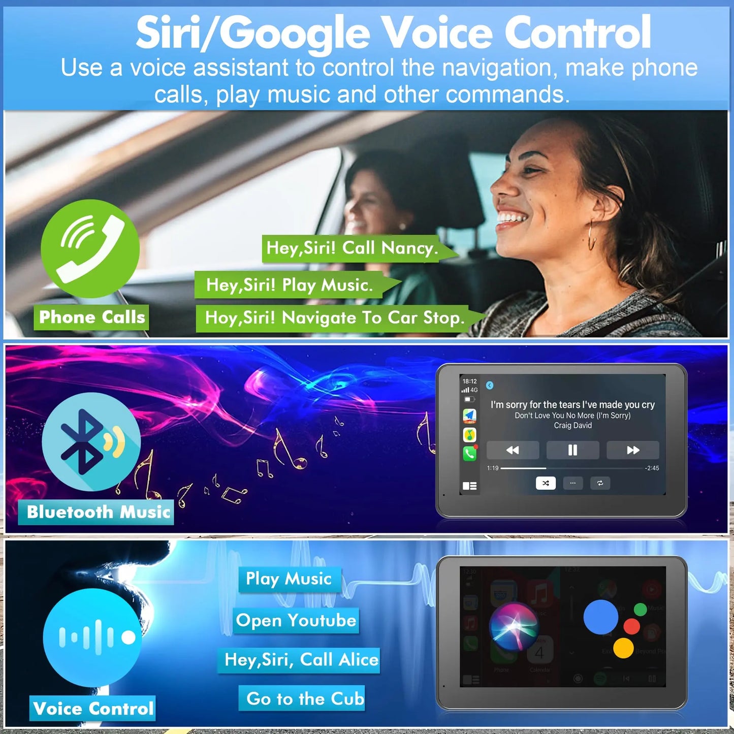 Upgraded Portable Wireless CarPlay Screen Adapter, Compatible with iPhone & Android Auto, Smooth In-Car Multimedia Entertainment System