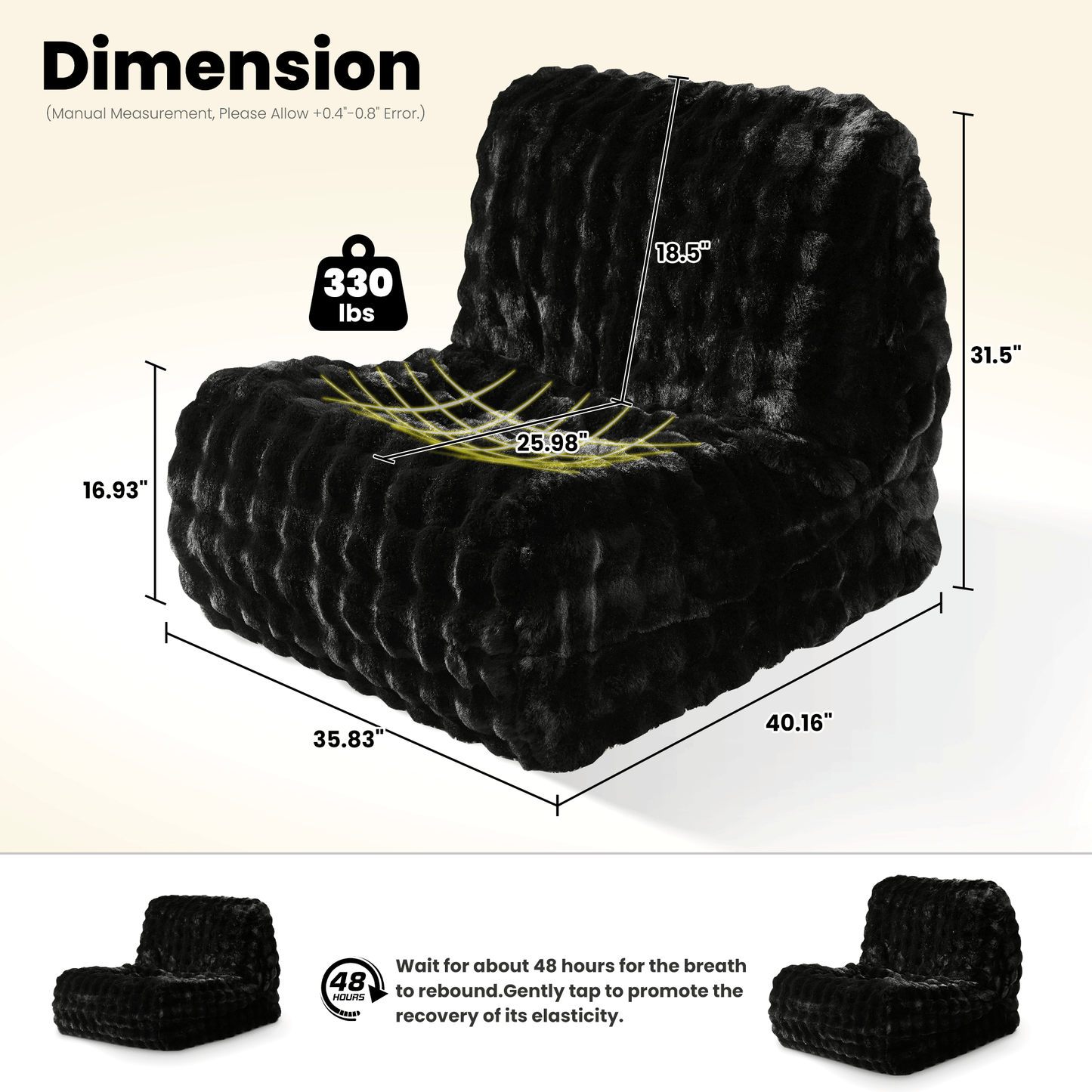 Luxurious Fluffy Faux Fur Bean Bag Couch