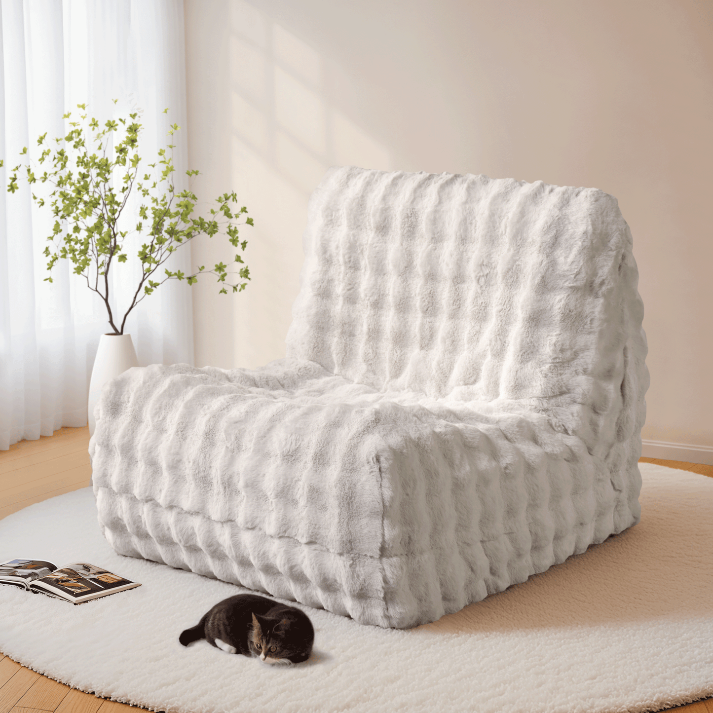 Luxurious Fluffy Faux Fur Bean Bag Couch