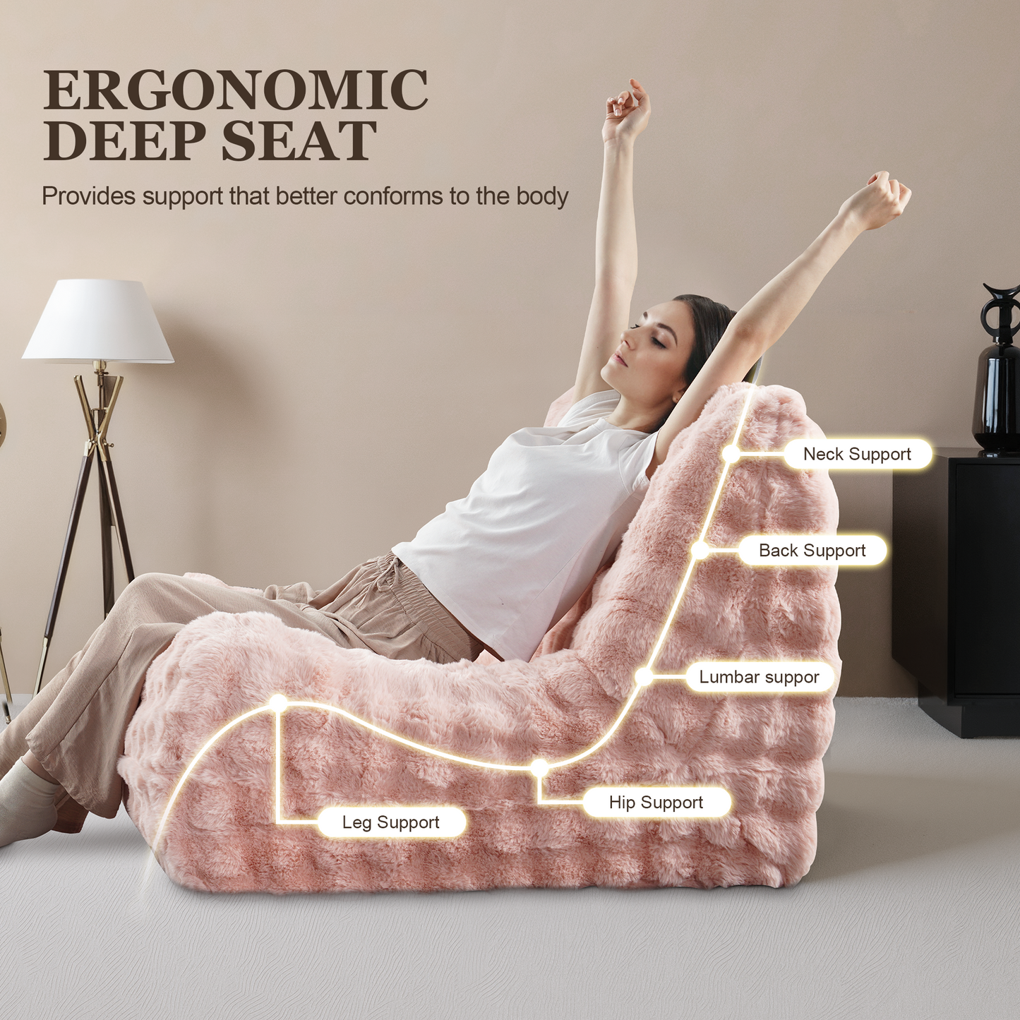 Luxurious Fluffy Faux Fur Bean Bag Couch