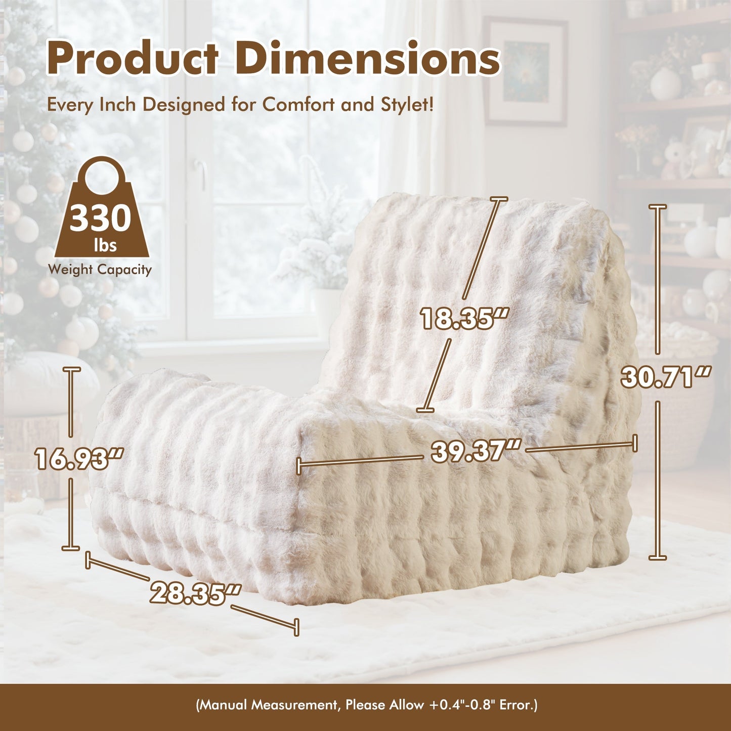 Luxurious Fluffy Faux Fur Bean Bag Couch