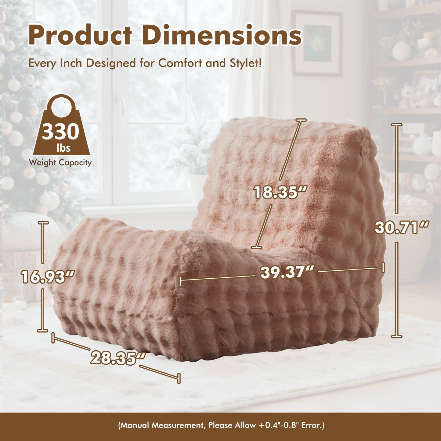 Luxurious Fluffy Faux Fur Bean Bag Couch