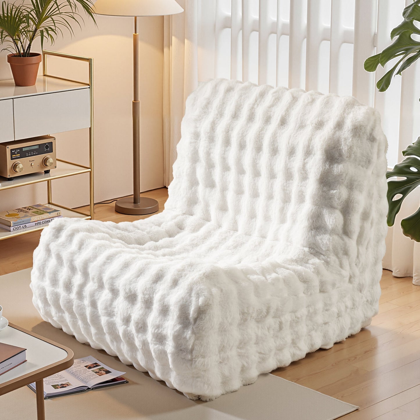 Luxurious Fluffy Faux Fur Bean Bag Couch