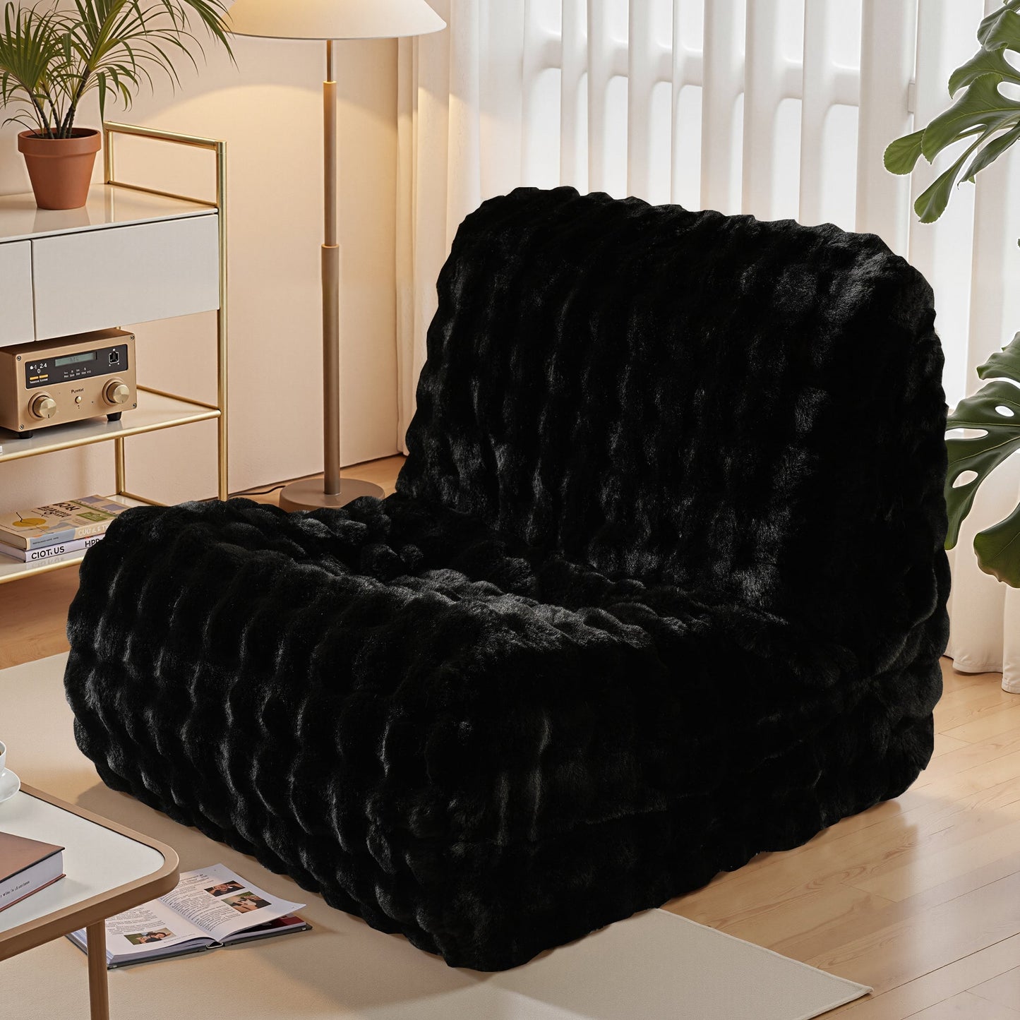Luxurious Fluffy Faux Fur Bean Bag Couch