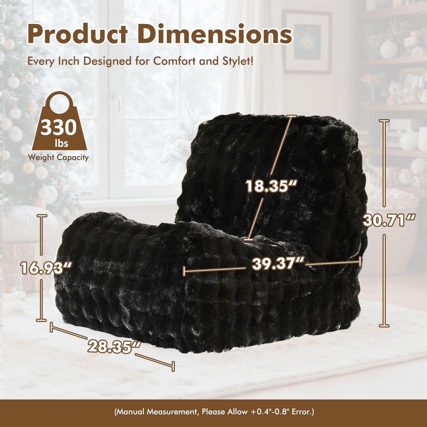 Luxurious Fluffy Faux Fur Bean Bag Couch