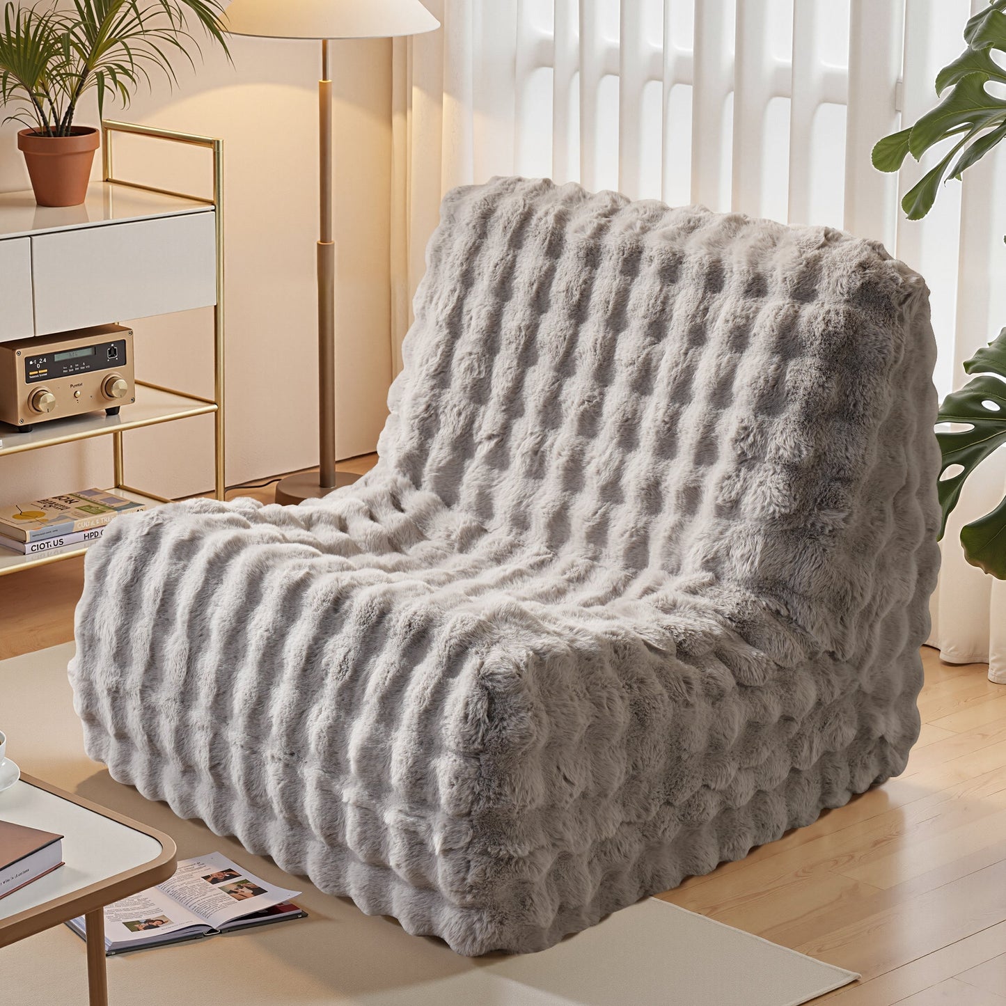 Luxurious Fluffy Faux Fur Bean Bag Couch