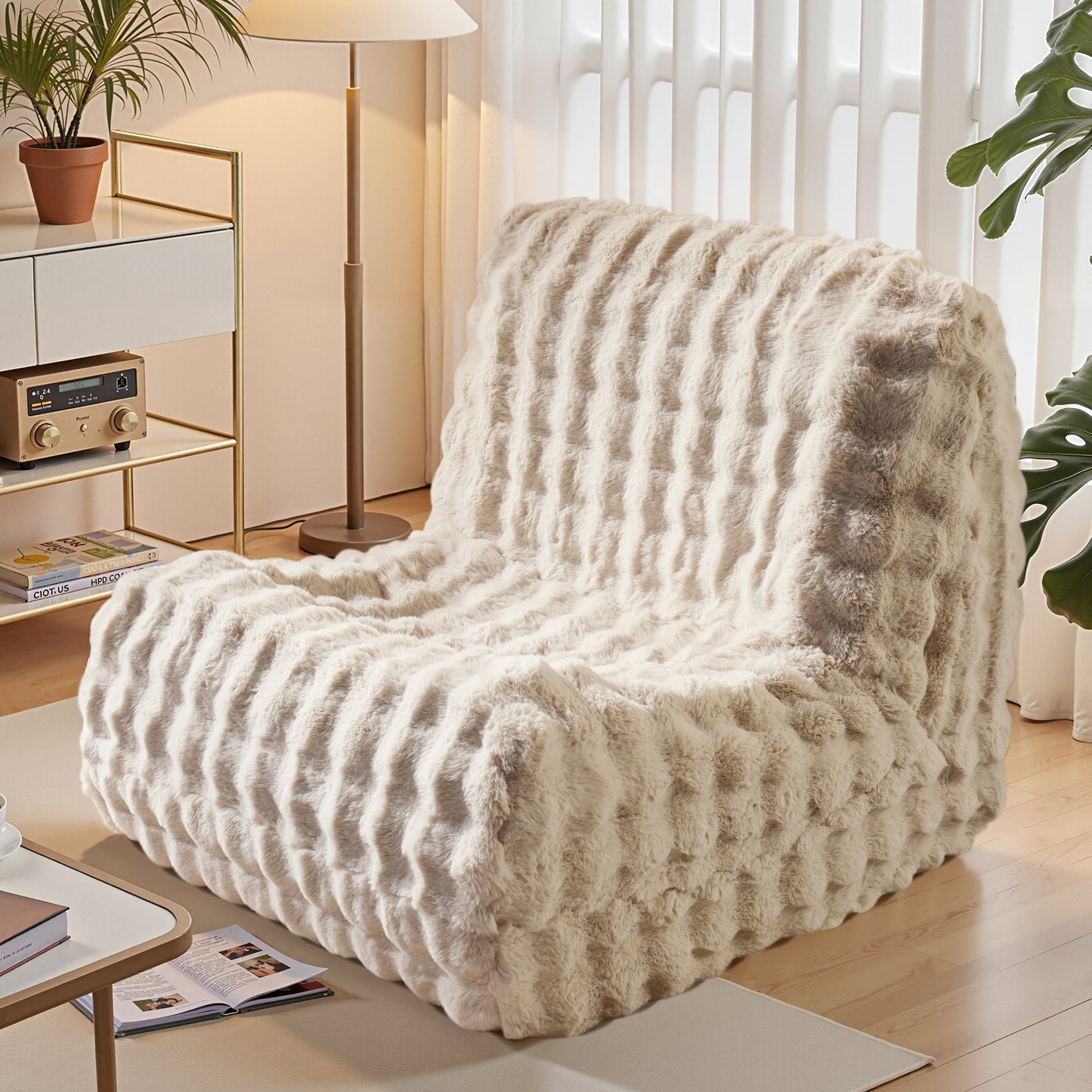 Luxurious Fluffy Faux Fur Bean Bag Couch