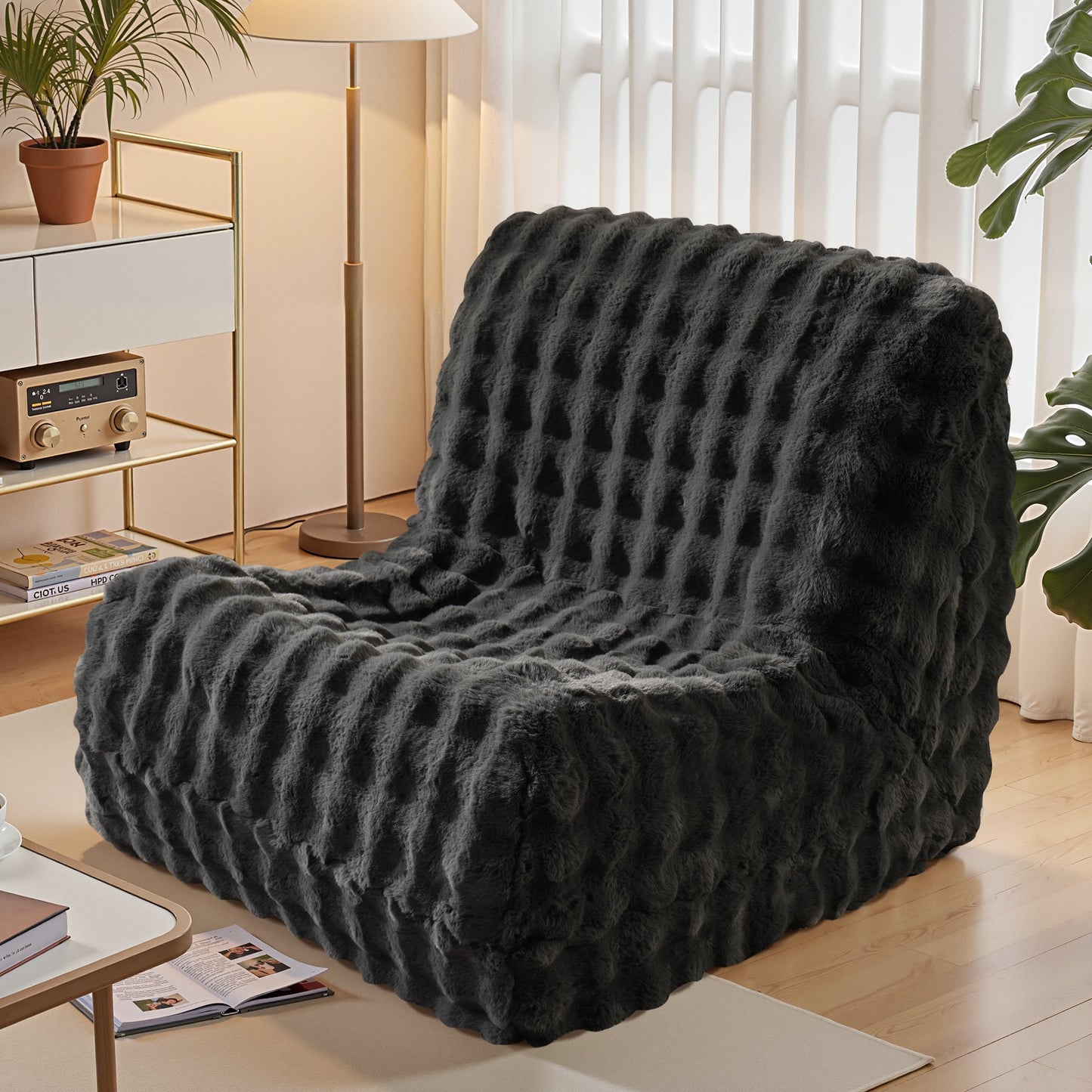 Luxurious Fluffy Faux Fur Bean Bag Couch