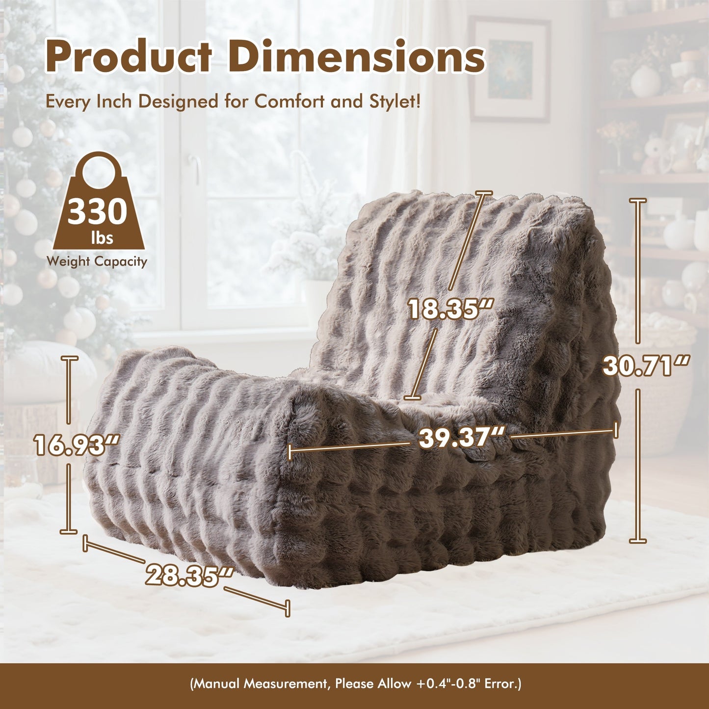 Luxurious Fluffy Faux Fur Bean Bag Couch