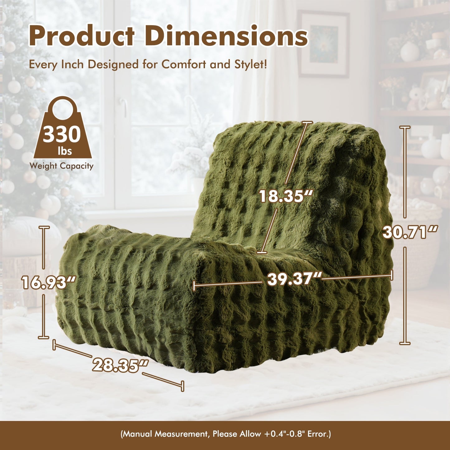 Luxurious Fluffy Faux Fur Bean Bag Couch