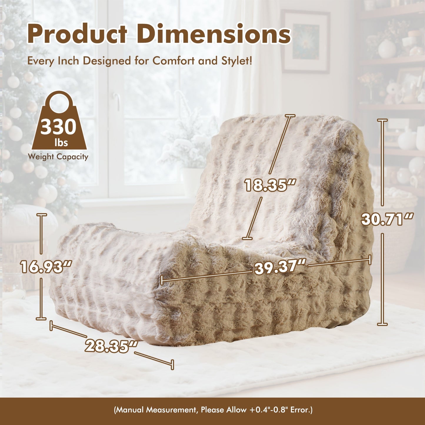 Luxurious Fluffy Faux Fur Bean Bag Couch