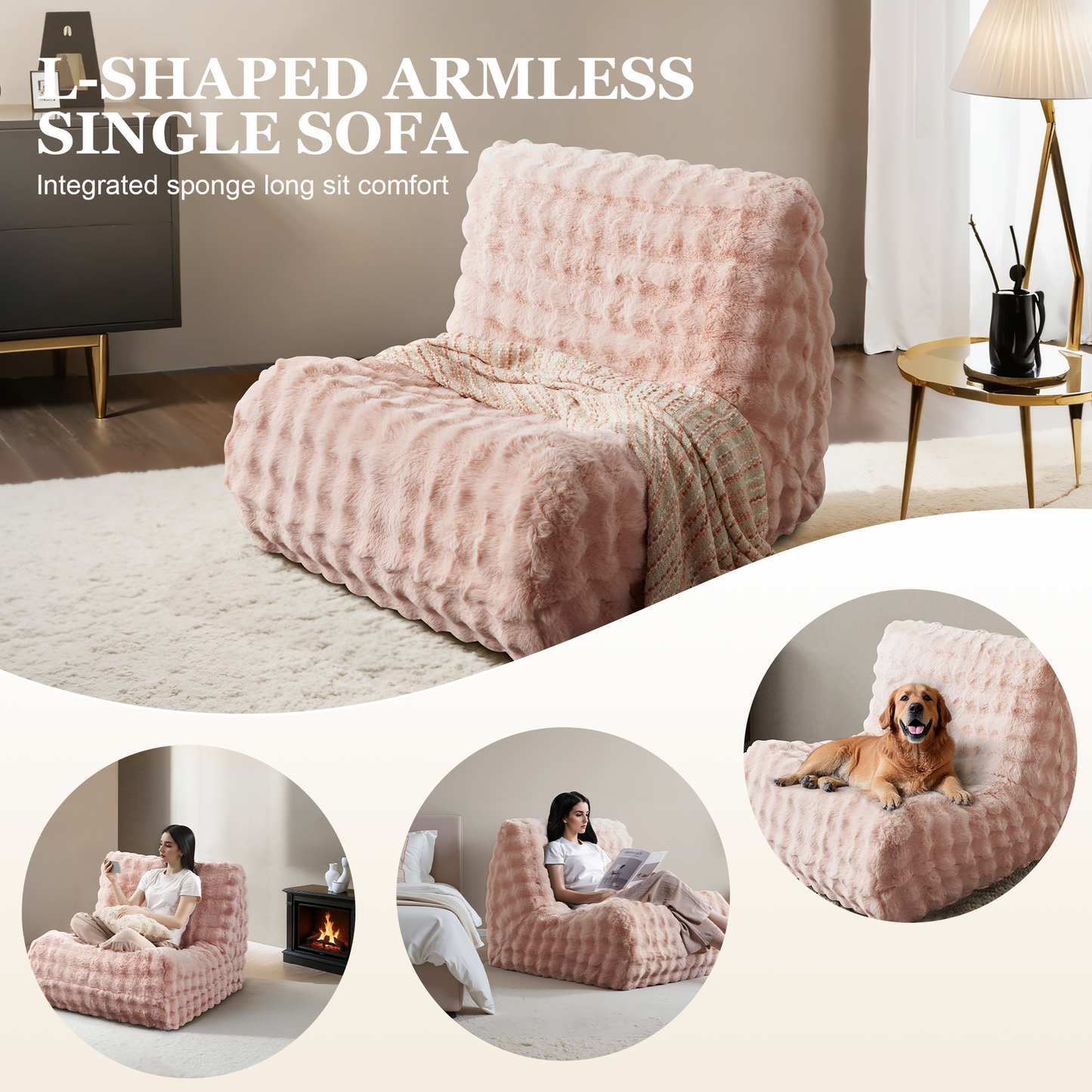 Luxurious Fluffy Faux Fur Bean Bag Couch