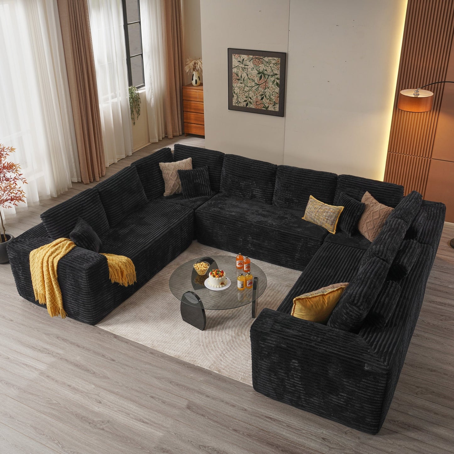 Modular Sectional Cloud Couch, Plush Corduroy Sofa with Memory Foam, No Assembly