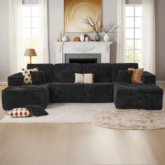 Modular Sectional Cloud Couch, Plush Corduroy Sofa with Memory Foam, No Assembly
