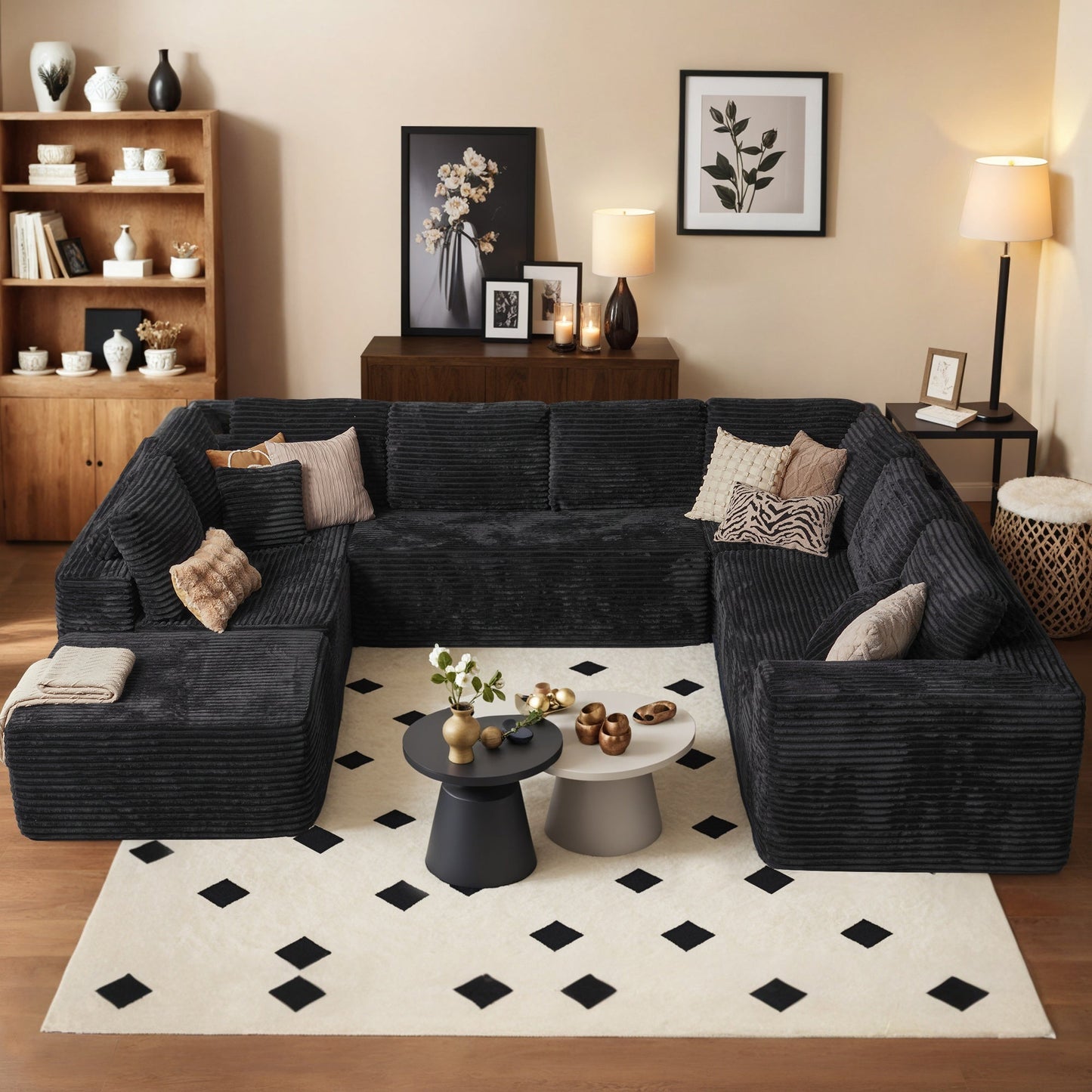 Modular Sectional Cloud Couch, Plush Corduroy Sofa with Memory Foam, No Assembly