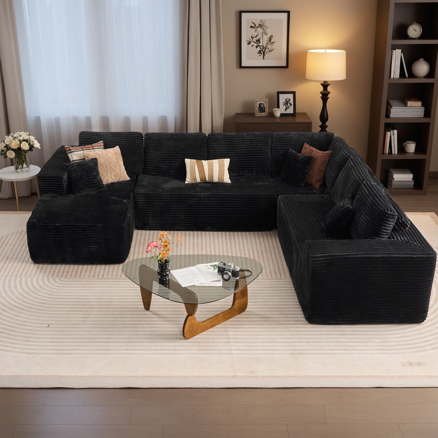 Modular Sectional Cloud Couch, Plush Corduroy Sofa with Memory Foam, No Assembly