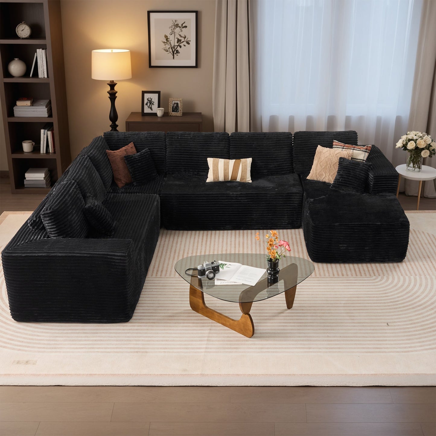 Modular Sectional Cloud Couch, Plush Corduroy Sofa with Memory Foam, No Assembly