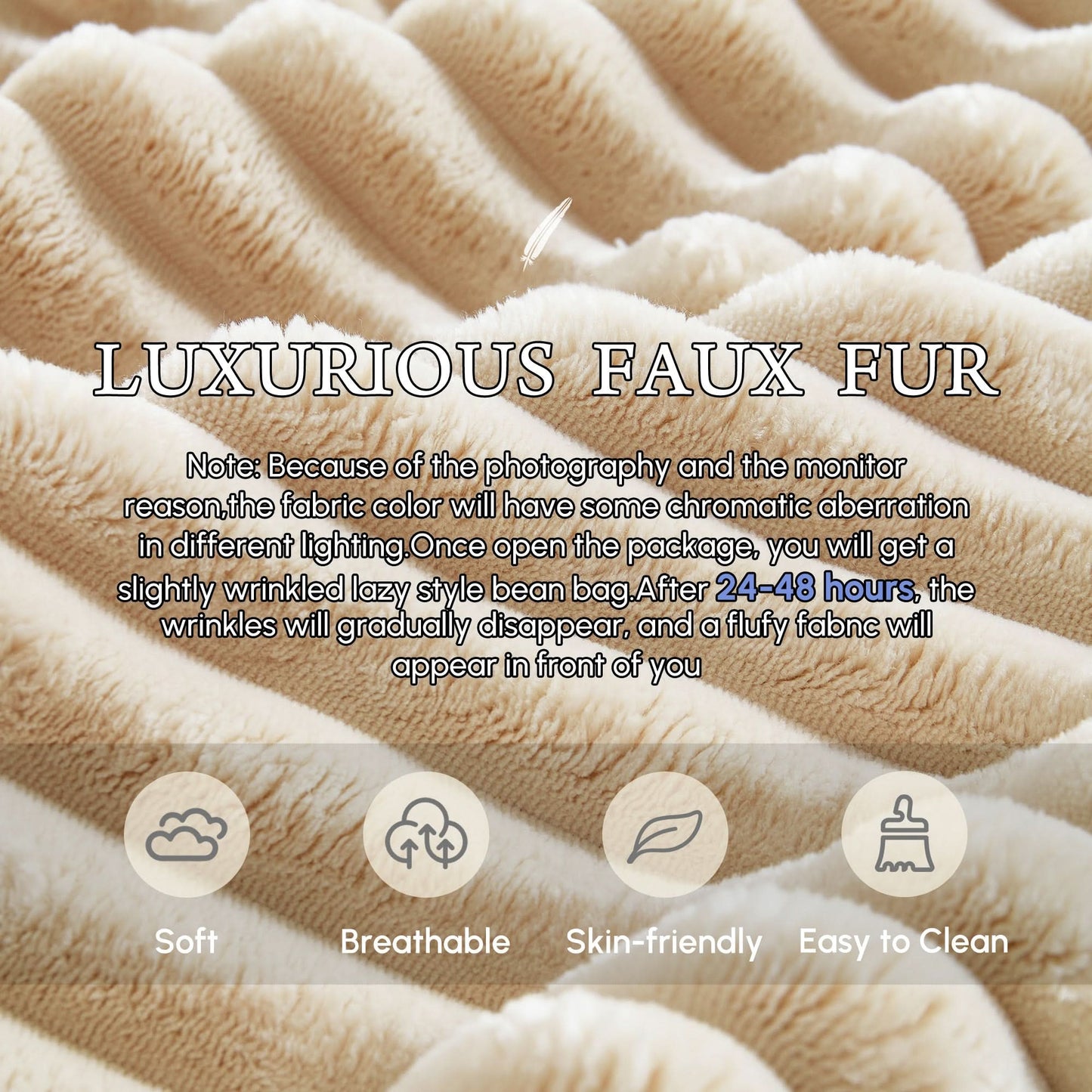 Boneless Chaise Lounge,Luxurious Faux Fur, No Assembly Required
