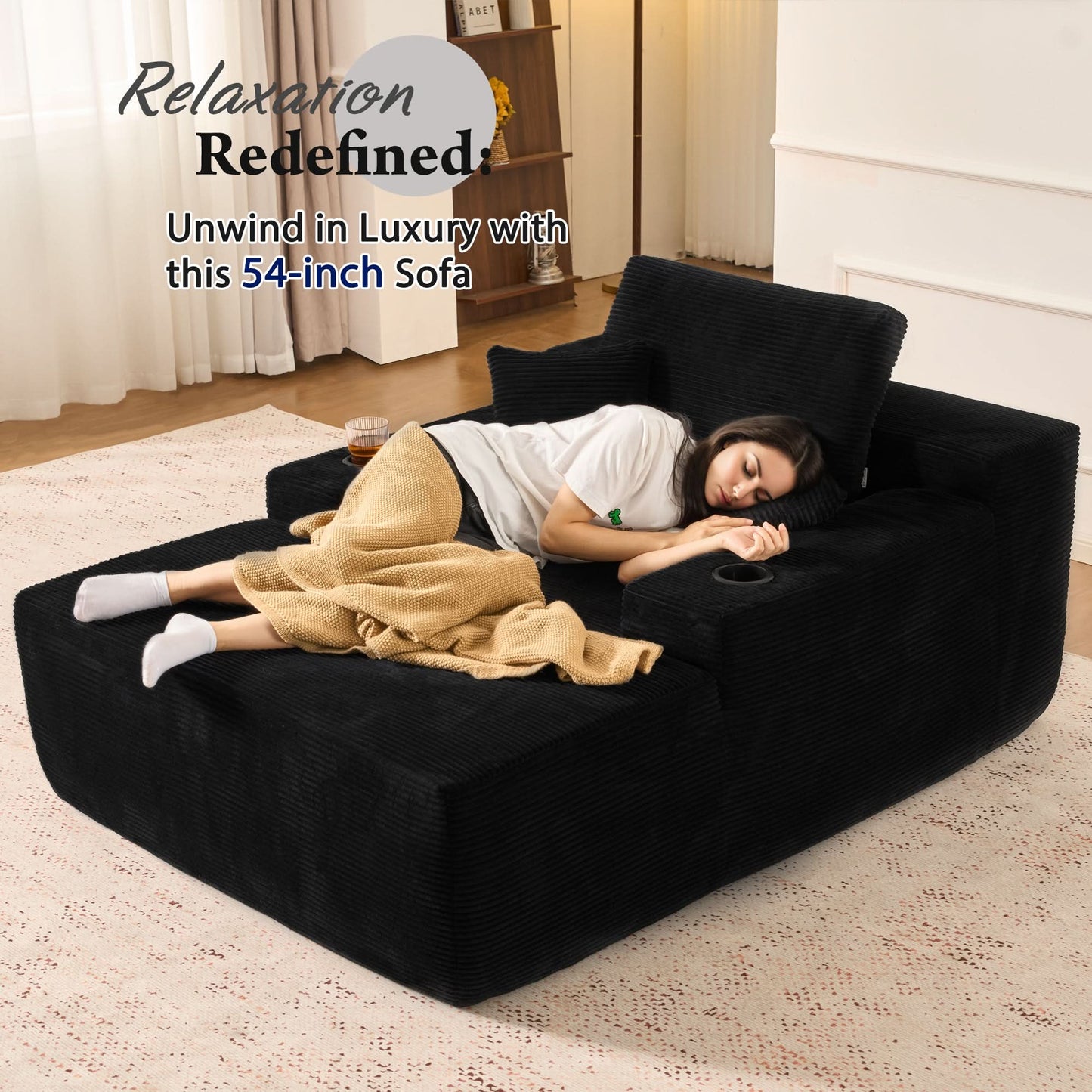 67" Chaise Lounge Chair with Cup Holders