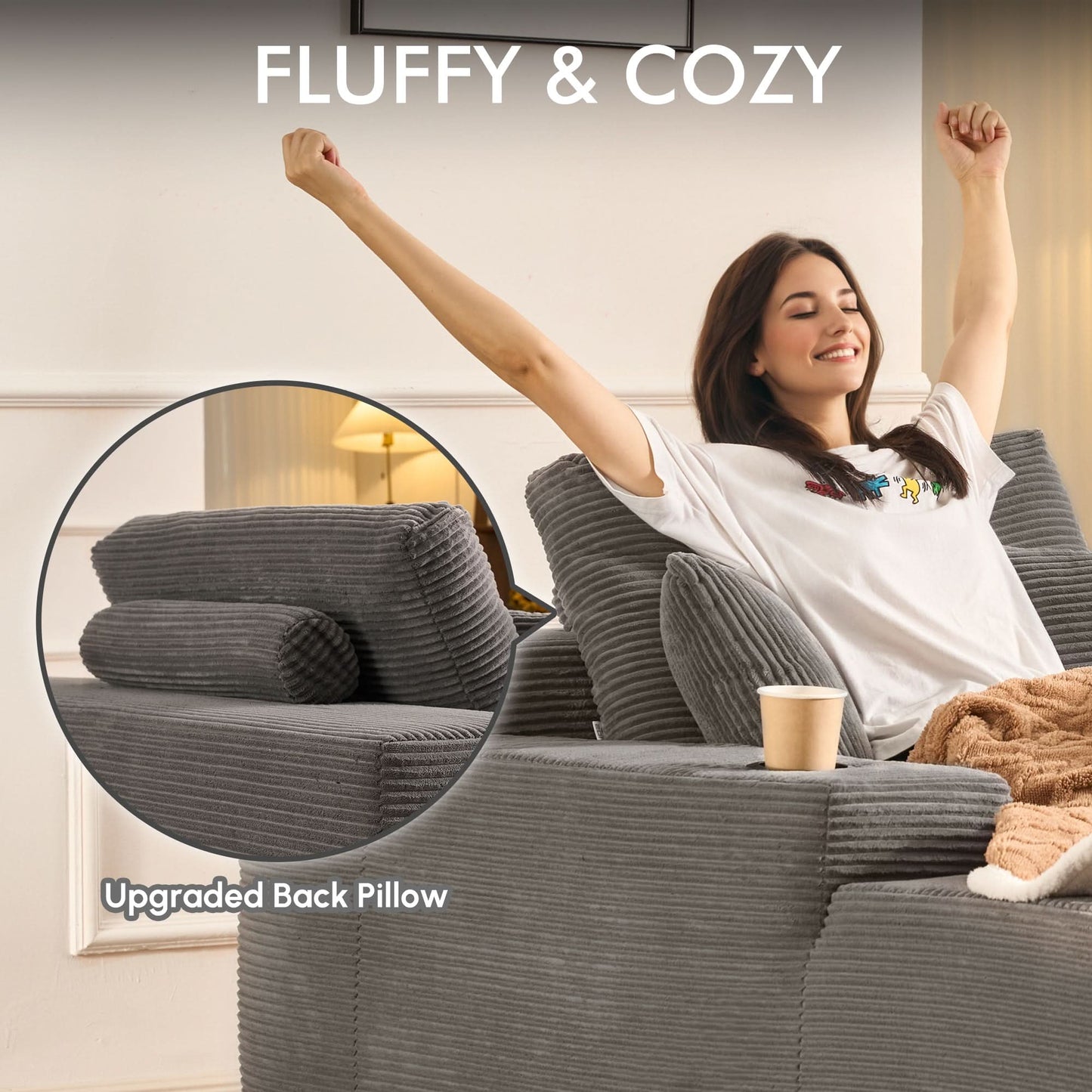 67" Chaise Lounge Chair with Cup Holders