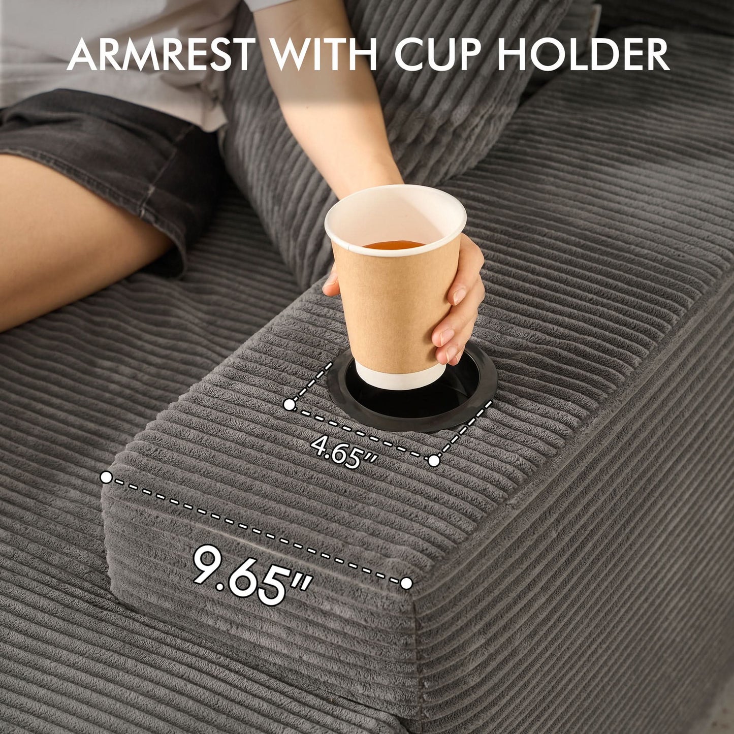 67" Chaise Lounge Chair with Cup Holders