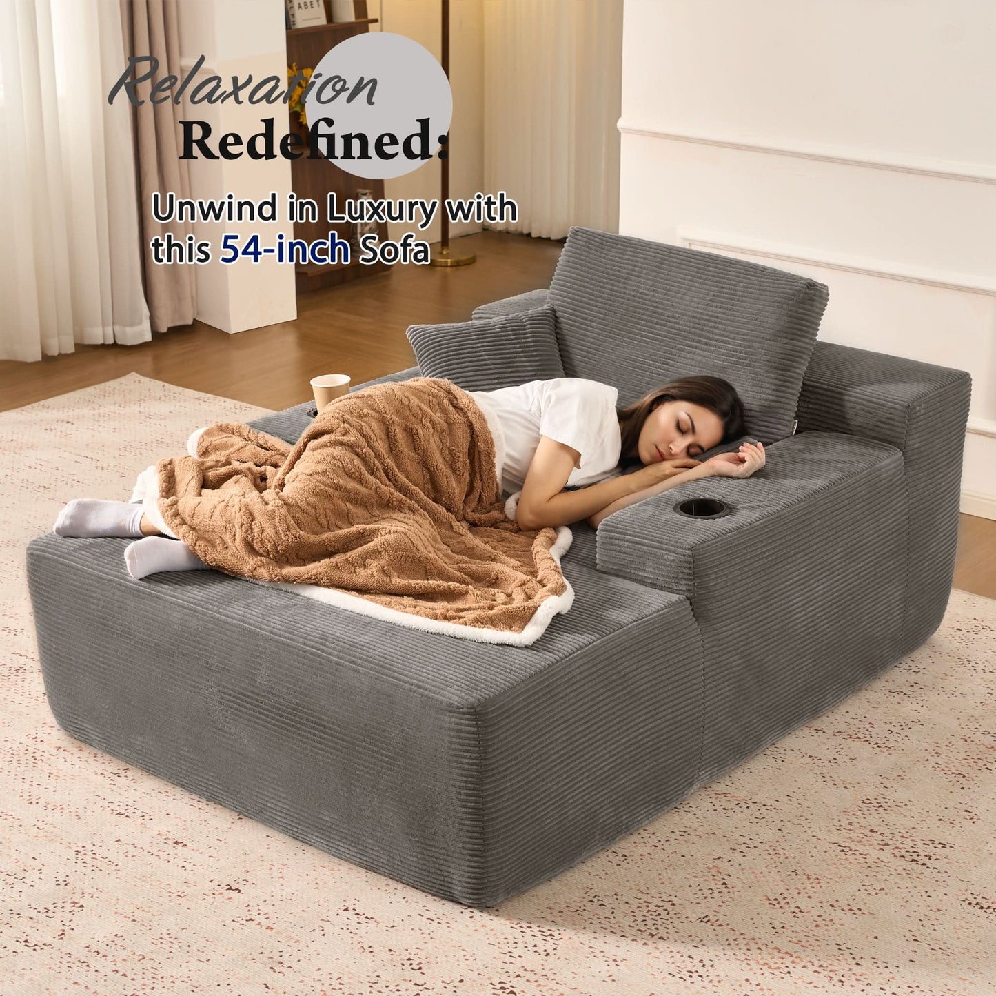 67" Chaise Lounge Chair with Cup Holders
