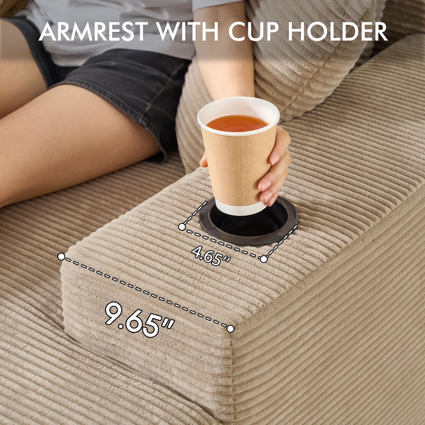 67" Chaise Lounge Chair with Cup Holders