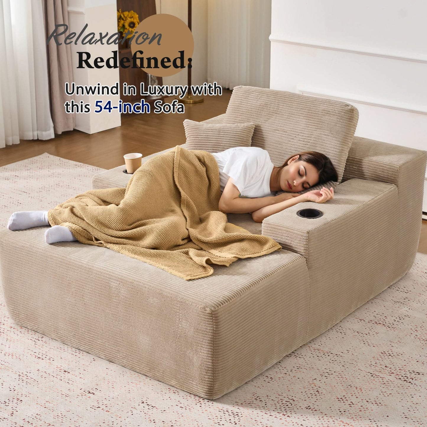 67" Chaise Lounge Chair with Cup Holders