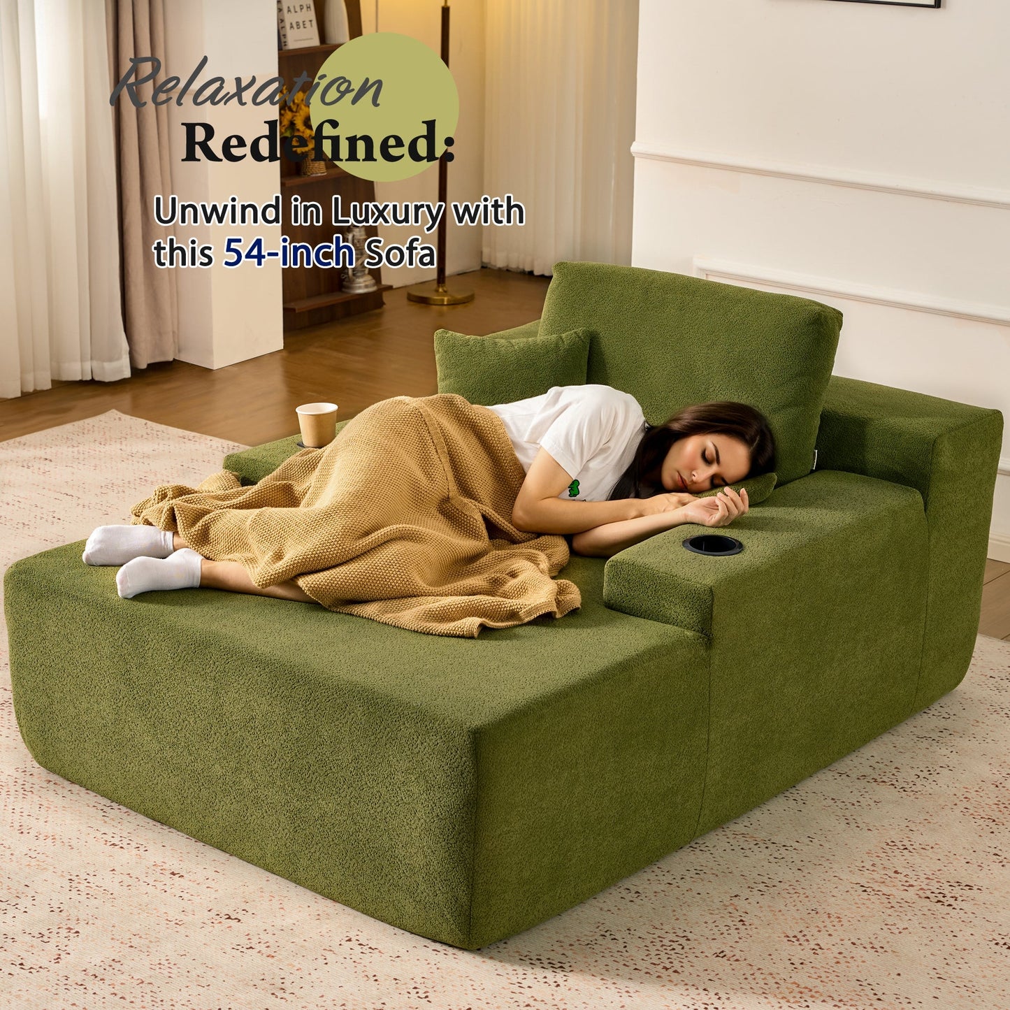 67" Chaise Lounge Chair with Cup Holders