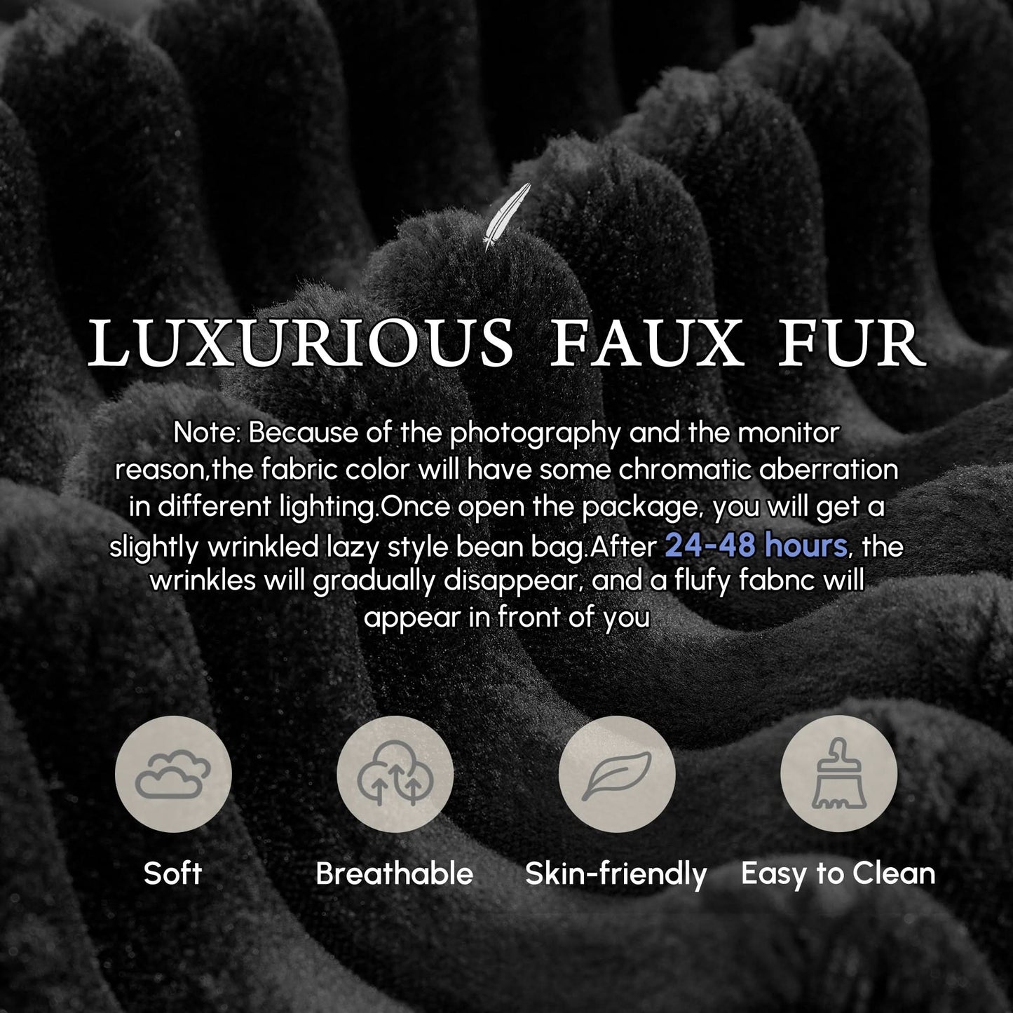 Boneless Chaise Lounge,Luxurious Faux Fur, No Assembly Required