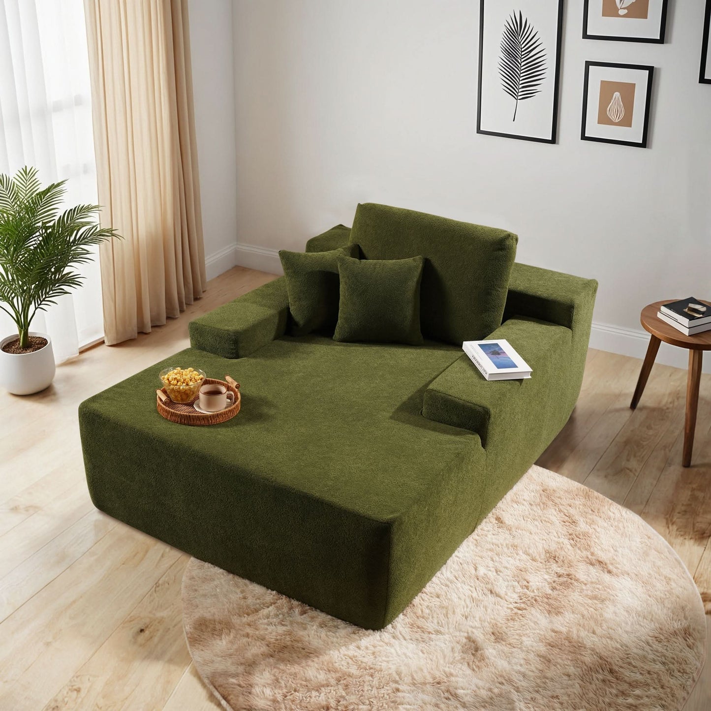 Boneless Chaise Lounge,Luxurious Faux Fur, No Assembly Required