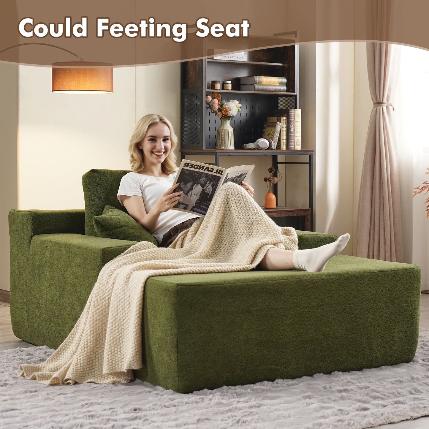 Plush Velvet Chaise Lounge Sofa Bed - Oversized Sleeper Couch for Living Room